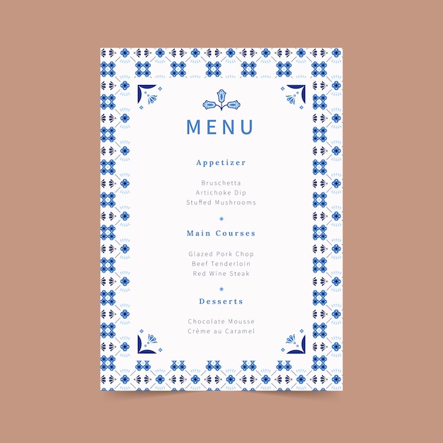 Plantilla de menú de planificación de bodas