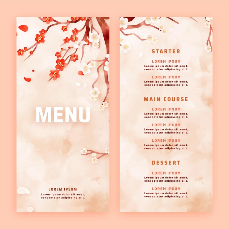Vector gratuito plantilla de menú de restaurante en acuarela