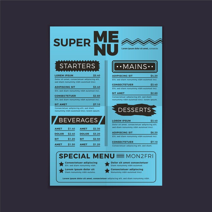 Vector gratuito plantilla de menú de restaurante colorido