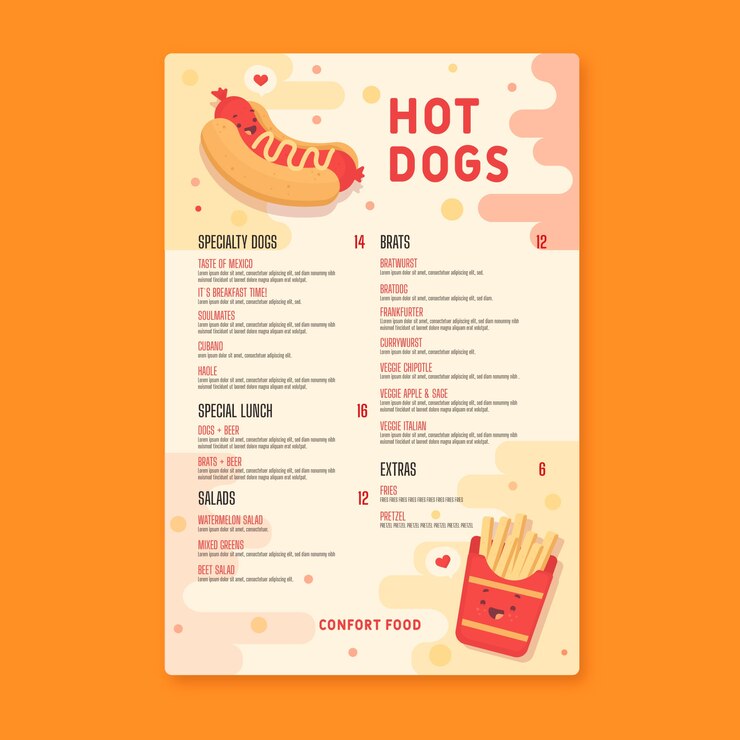 Vector gratuito plantilla de menú de restaurante colorido
