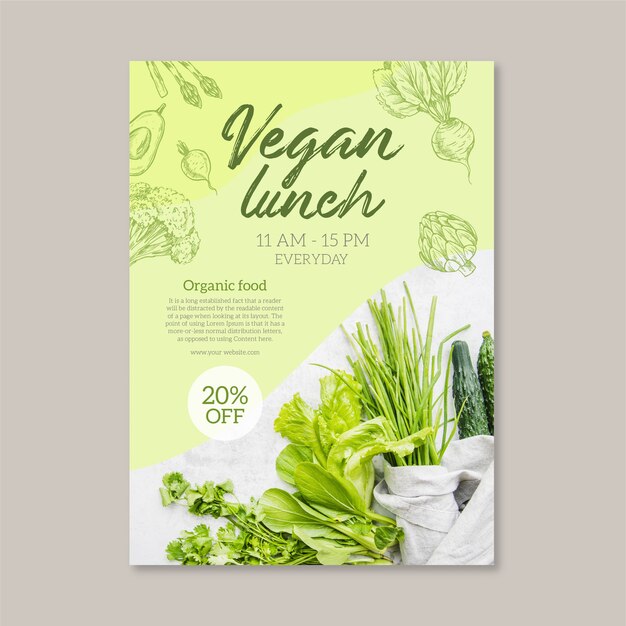 Plantilla de menú de restaurante de comida saludable