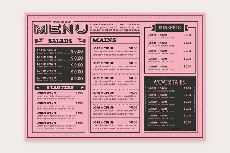 Vector gratuito plantilla de menú de restaurante de comida sana colorida