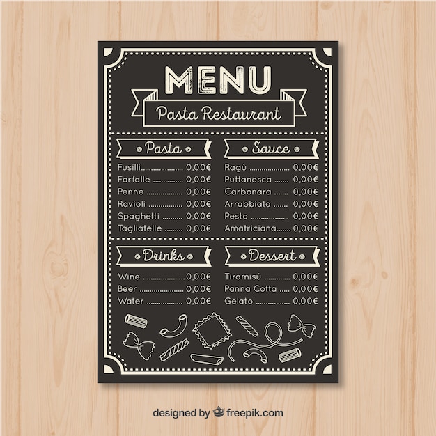 Vector gratuito plantilla de menú de restaurante en estilo hecho a mano