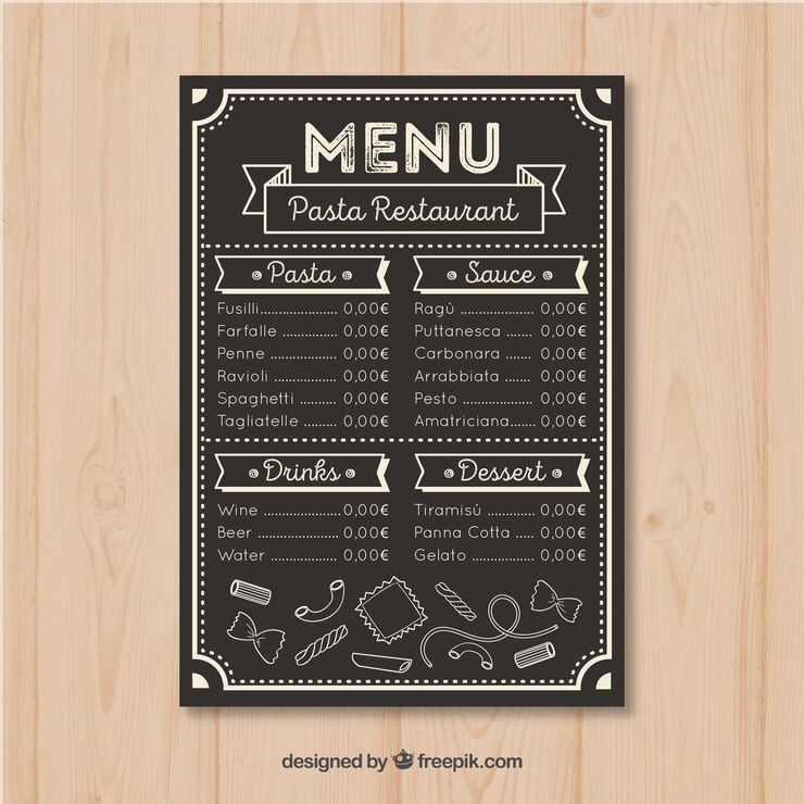 Vector gratuito plantilla de menú de restaurante en estilo hecho a mano