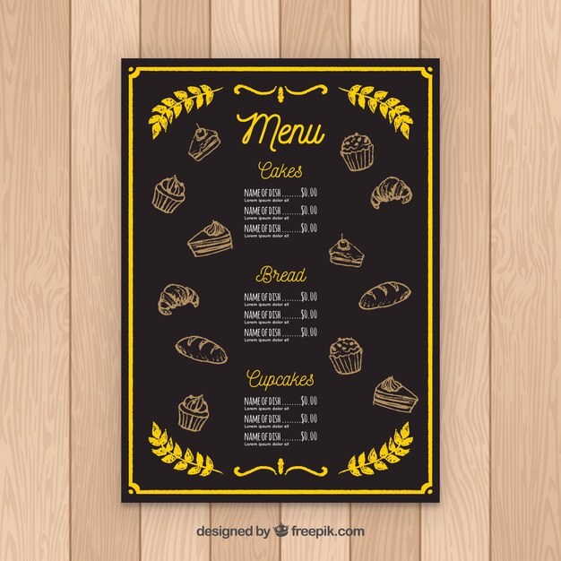 Plantilla de menú de restaurante en estilo de pizarra