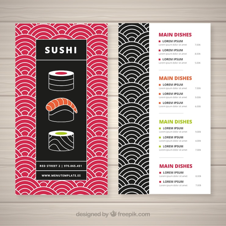 Vector gratuito plantilla de menú de restaurante en estilo plano