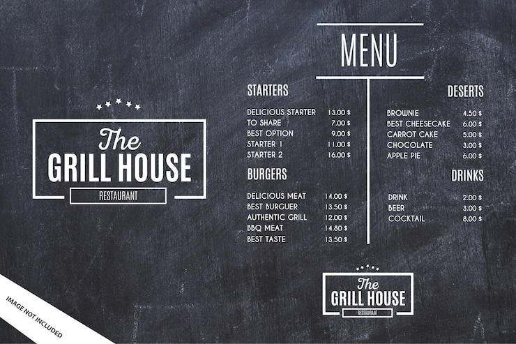 Vector gratuito plantilla de menú de restaurante con fondo grunge