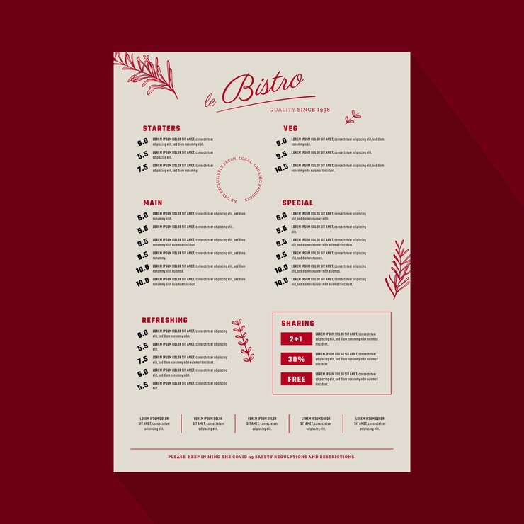 Vector gratuito plantilla de menú de restaurante rústico dibujado a mano grabado