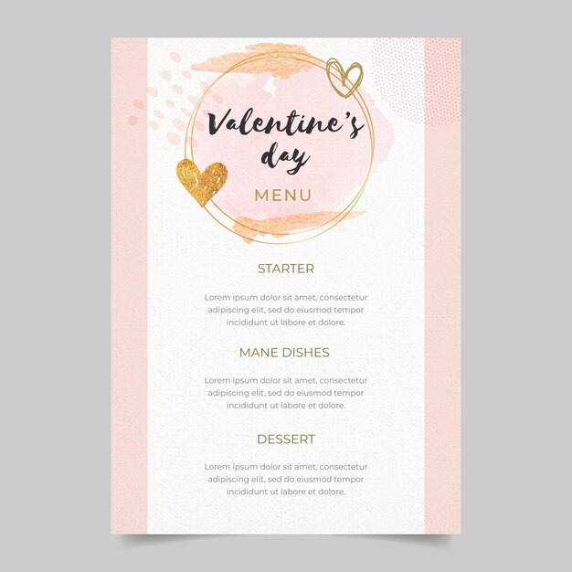 Vector gratuito plantilla de menú de restaurante de san valentín