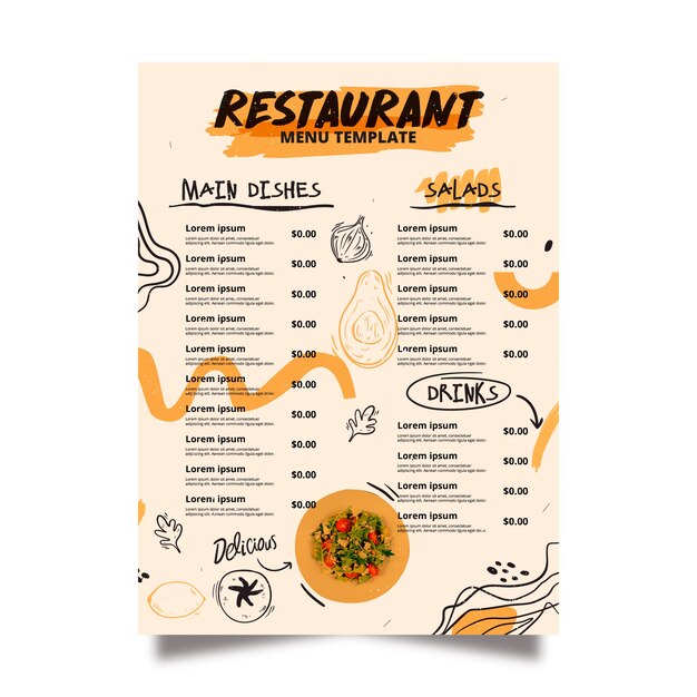 Plantilla de menú de restaurante tradicional