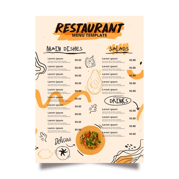 Plantilla de menú de restaurante tradicional