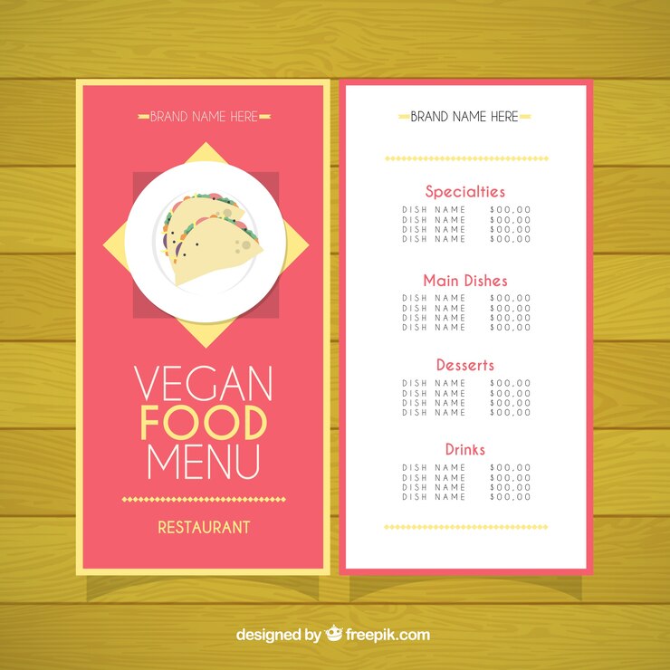 Vector gratuito plantilla de menú de restaurante vegano