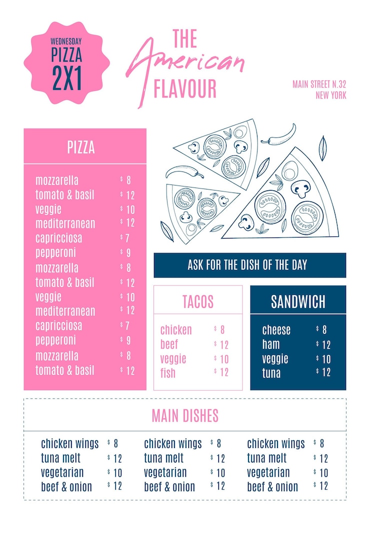 Vector gratuito plantilla de menú de restaurante vertical digital de sabor americano