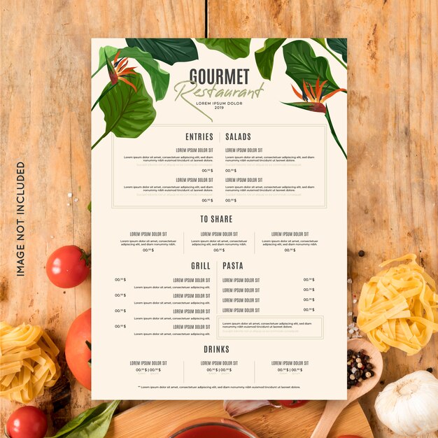 plantilla de menú de restaurante