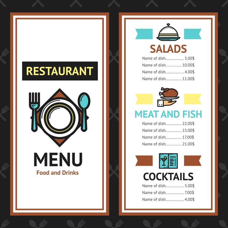 Vector gratuito plantilla de menú de restaurante