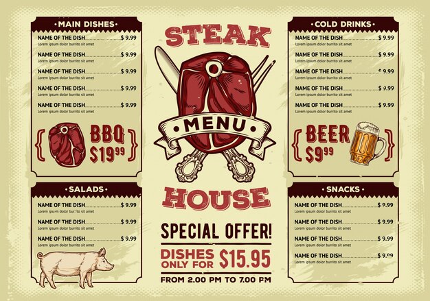 Plantilla para el menú del restaurante