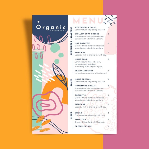 Plantilla de menú de restaurante