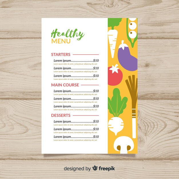 Plantilla de menú saludable