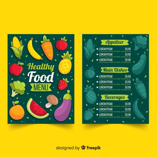 Plantilla de menú saludable
