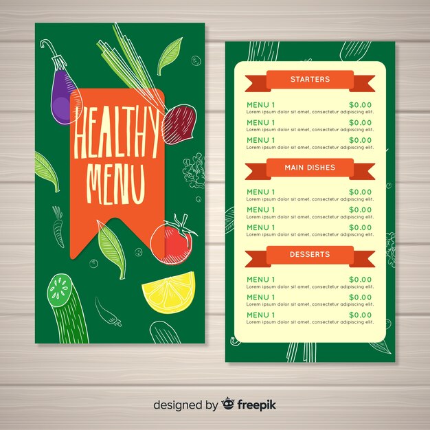 Plantilla de menú saludable