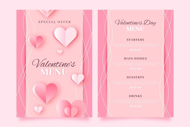 Plantilla de menú de San Valentín