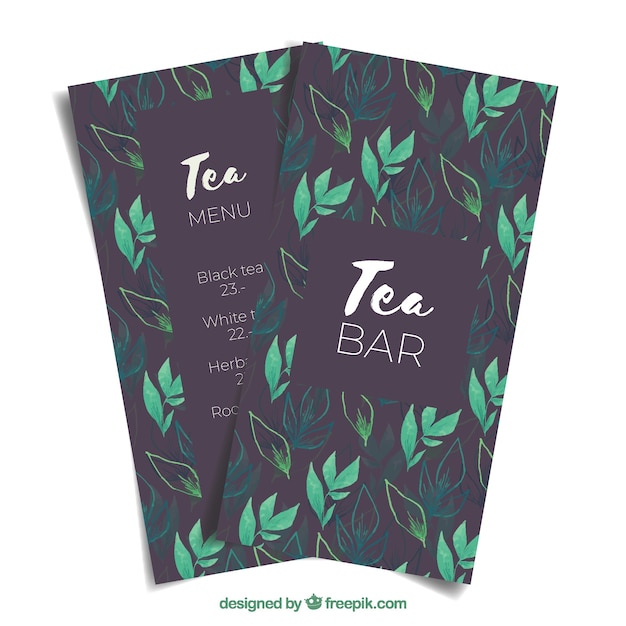 Vector gratuito plantilla de menú de té para tetería