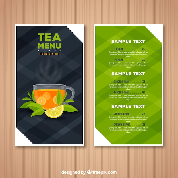 Vector gratuito plantilla de menú de té