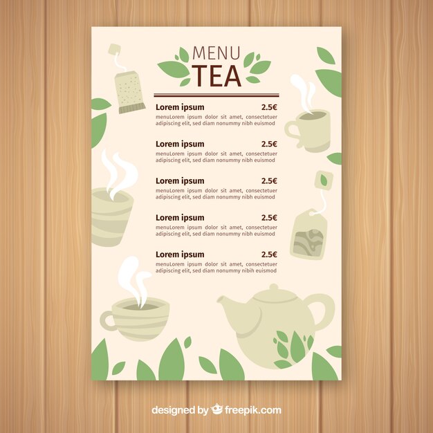 Plantilla de menú de té