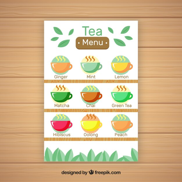 Plantilla de menú de té