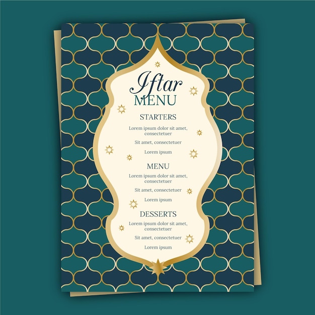 Plantilla de menú vertical iftar plana