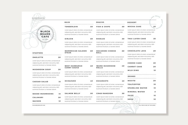 Plantilla de menú vertical de restaurante rústico plano orgánico