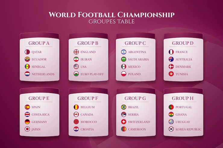 Vector gratuito plantilla de mesa de grupos de campeonato de fútbol degradado
