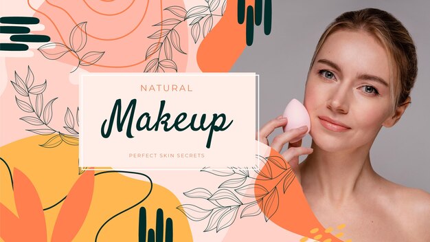 Plantilla de miniatura de youtube de belleza dibujada a mano
