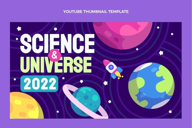 Plantilla de miniatura de youtube de ciencia de diseño plano