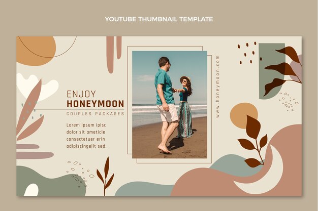 Plantilla de miniatura de youtube de luna de miel dibujada a mano