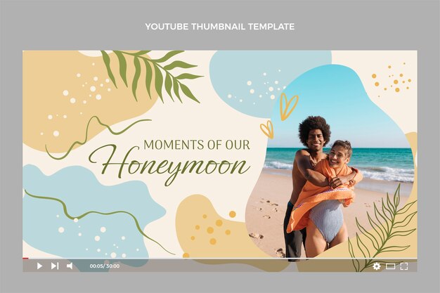 Plantilla de miniatura de youtube de luna de miel dibujada a mano