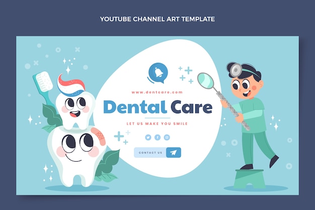 Vector gratuito plantilla mínima de clínica dental de diseño plano