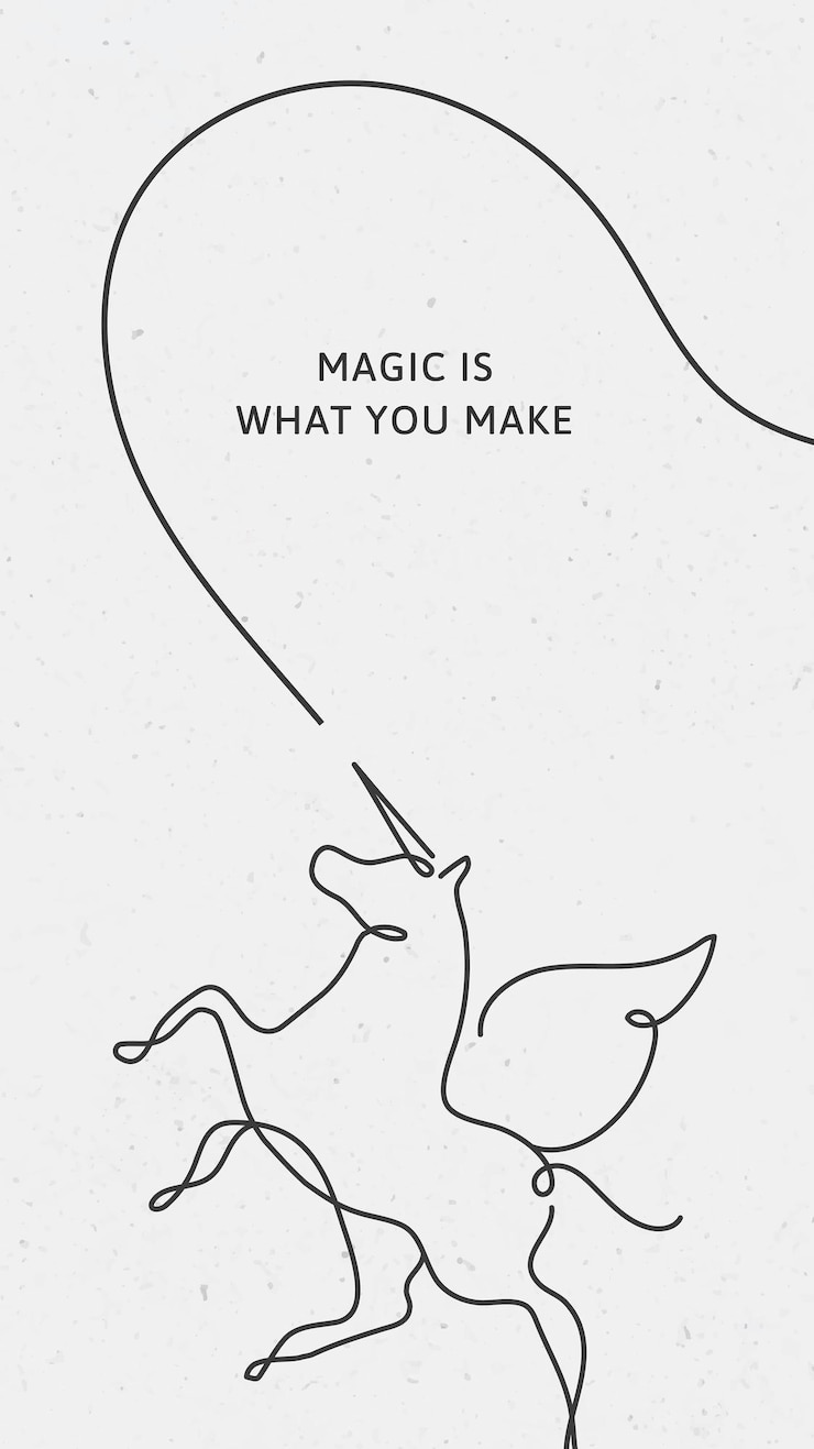 Vector gratuito plantilla mínima de fondo de pantalla de iphone de unicornio, la magia es lo que haces vector de cotización