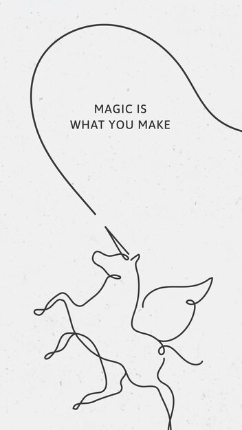 Plantilla mínima de fondo de pantalla de iPhone de unicornio, la magia es lo que haces vector de cotización