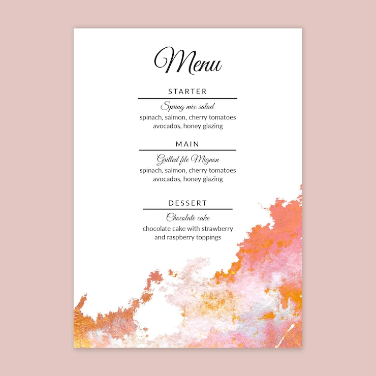 Vector gratuito plantilla mínima de menú de boda