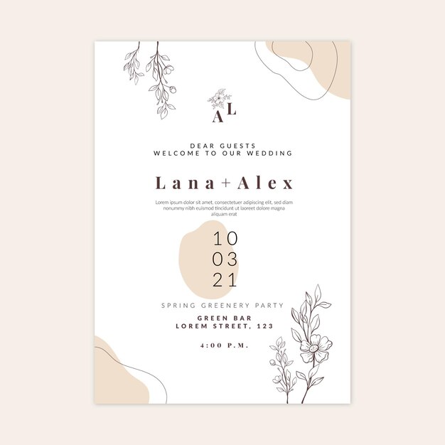 Plantilla mínima de tarjeta de boda