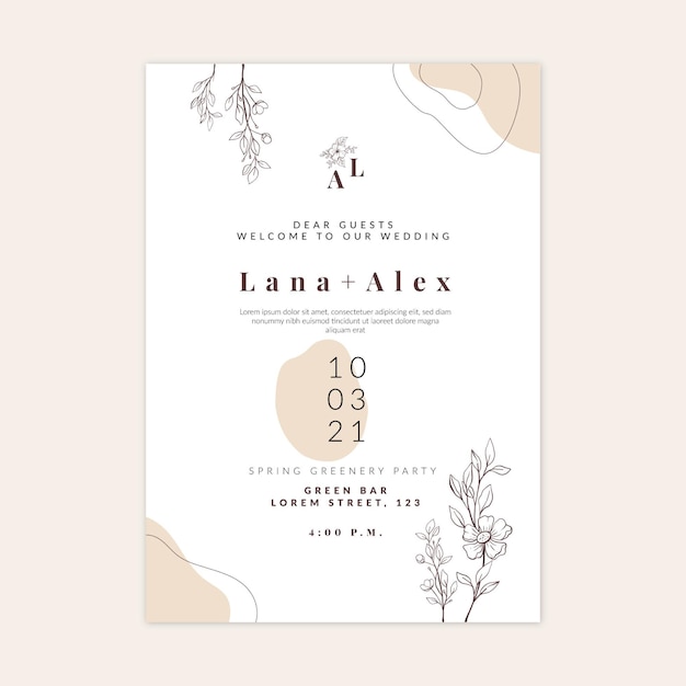 Plantilla mínima de tarjeta de boda