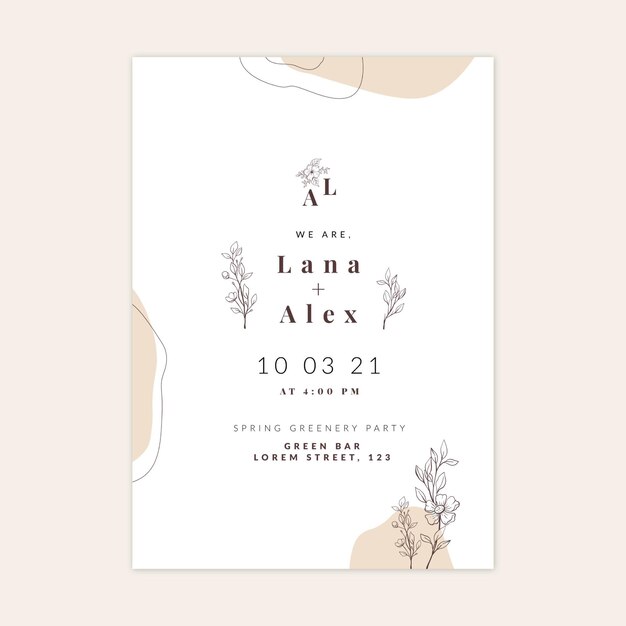 Plantilla mínima de tarjeta de boda
