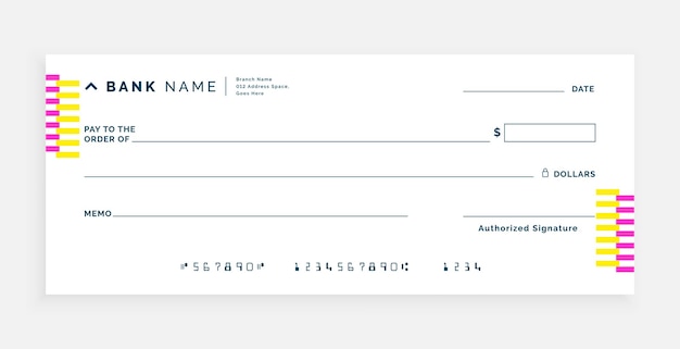 plantilla de modelo de papel de cheque de banco de estilo moderno