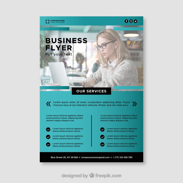 Vector gratuito plantilla moderna de flyer verde de negocios