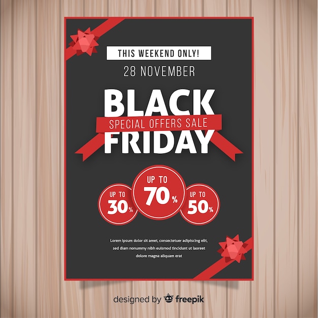 Plantilla moderna de folleto de black friday con diseño plano