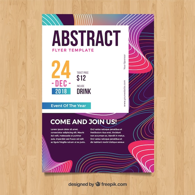 Vector gratuito plantilla moderna de folleto con diseño abstracto