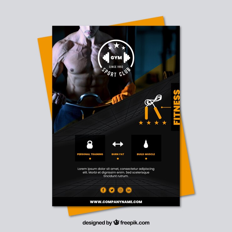 Vector gratuito plantilla moderna de folleto de gimnasio