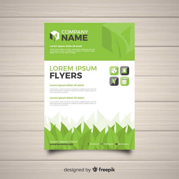 Plantilla moderna de folleto de naturaleza con diseño plano