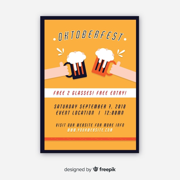 Plantilla moderna de folleto del oktoberfest con diseño plano